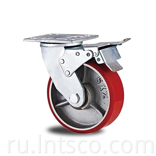 Heavy Duty PU on Iron Total Brake Casters